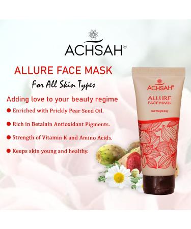 ACHSAH Allure Face Mask - Betalain Pigments & Vitamin K Paraben & Sulfate-Free Refreshing & Resurfacing for All Skin Types - 60g/2.1oz - Buy Online on GoSupps.com