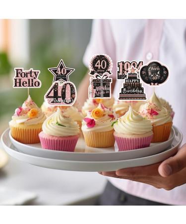 Rngmsi 40th Birthday Cupcake Topper - 40PCS 40th Birthday Decorations Women Rose Gold Cupcake Topper for 1984 40th Birthday Party Decorations Glitter 40th Birthday Party Cupcake Toppers Decor Supplies Rose Gold 40th - Buy Online on GoSupps.com