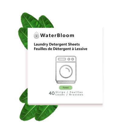 WaterBloom 2 in 1 Laundry Detergent + Fabric Softner Sheets (40 Strips Pack) Infused With Enzymes Enough For up to 80 Small Loads Stress-Free Plastic-Free Environmentally Conscious. Forest