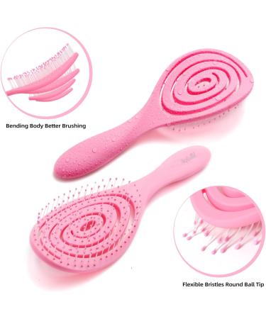 2 Pcs Bio-Friendly Detangling Brush Set for All Hair Types - Men, Women, Kids | Gentle Detangler for Wet & Dry Hair, Curly, Straight, Natural Hair - Glide Through Tangles with Ease - Buy Online on GoSupps.com