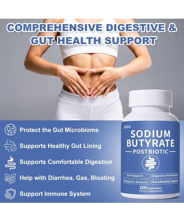 Sodium Butyrate Butyrate Gut Health Supplement Postbiotic for Gut Stomach & Digestive Support IBS Leaky Gut Gas & Bloat Low Odor 100 Vegan Capsules - Buy Online on GoSupps.com