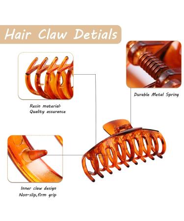 Japior 8-Pack Large Hair Claw Clips & 4-Pack Stain Hair Scrunchies Set for Women - Neutral Colors - Non-slip Square Clips - Ideal for Thin to Thick Hair - Buy Online on GoSupps.com