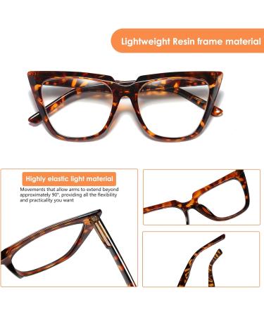 Shop KoKoBin 4 Pack Oversize Cat Eye Reading Glasses for Women - Blue Light Blocking Stylish Colors (Black Red Grey Leopard) - 1.25x Magnification - Buy Online on GoSupps.com