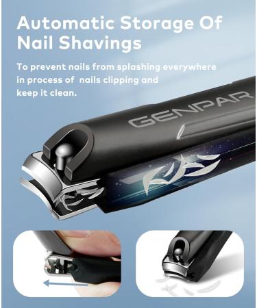 Nail Clippers with Catcher/Stainless Steel Heavy Duty Fingernail and Built-in Nail File for Men & Women/Ergonomic Handle with Wide Jaws for Thick Nails/includes Leather Storage Bag Key Ring.GENPAR - Buy Online on GoSupps.com