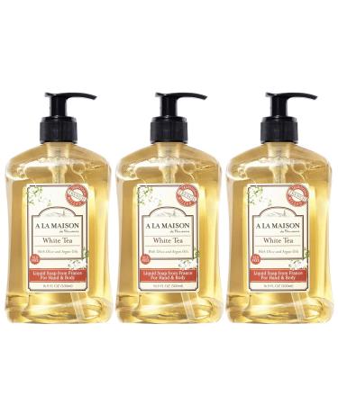 A LA MAISON White Tea Liquid Hand Soap - Triple French Milled Natural Moisturizing Soap (3 Pack 16.9 oz Bottle) White Tea 16.9 Fl Oz (Pack of 3)