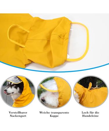 Wufanc Waterproof Dog Raincoat - Yellow Jacket with Transparent Hood for All Dog Sizes (3XL) - Ideal for Large Medium & Small Dogs - Buy Online on GoSupps.com