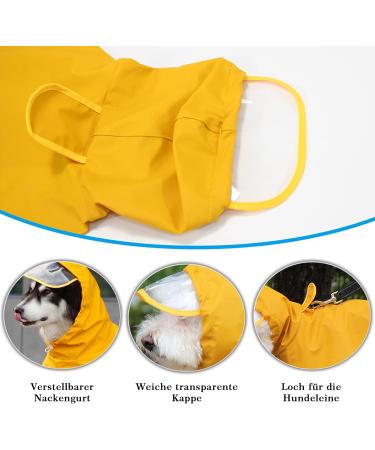 Buy Wufanc Yellow Raincoat Dog - Waterproof Jacket with Transparent Hood for All Dog Sizes (7XL) - Buy Online on GoSupps.com
