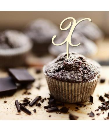 Initial X Cupcake Toppers Single Letter Monogram Name Flower Wreath Romance For Wedding Bridal Shower Party Decorations Reusable Custom Any Initial Birthday Gifts 6PCS Style-14 - Buy Online on GoSupps.com