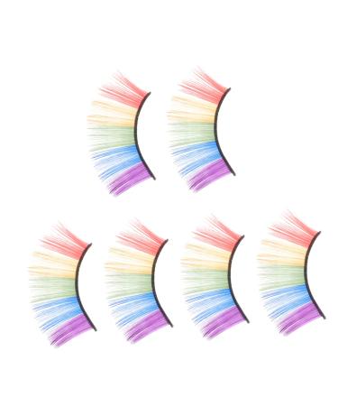 FRCOLOR 3 Pairs Shining Fake Eyelashes Halloween Eyelashes Extension Fake Lashes False Eyelashes Halloween Eyelashes Long Pink Eyelashes Colorful Halloween Eyelashes False Lashes Manual