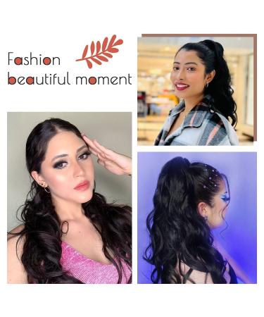 Premium Black Ponytail Extension with Side Clip-in Bangs - 50cm Long Curly Real Hair Hairpiece - Buy Online on GoSupps.com