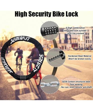 High-Security Bicycle Lock with Combination Code - Durable Chain Lock for Bikes Motorcycles Doors & Gates (Black) - Buy Online on GoSupps.com