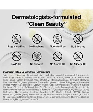 Dr.Different Retinal Lip Balm Duo - Clear & Tinted Moisture Set Anti-Wrinkle Retinal Lip Treatment K-Skincare made by Korean Dermatologist 0.14oz each - Buy Online on GoSupps.com