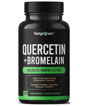 Natgrown Quercetin with Bromelain Supplement Complex - 120 Capsules 120 Count (Pack of 1)