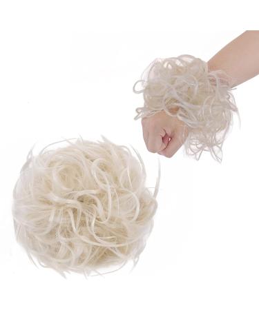 Tousled Updo Messy Bun Hair Extension - Light Blonde Synthetic Wavy Hairpiece - Buy Online on GoSupps.com