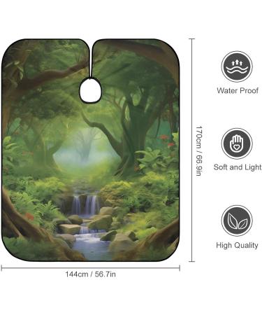 Green Misty Forest Barber Cape - Water Stain Resistant Hair Cutting Apron | Anti-Static 56.7x66.9 Inches - Professional Salon Quality - Buy Online on GoSupps.com