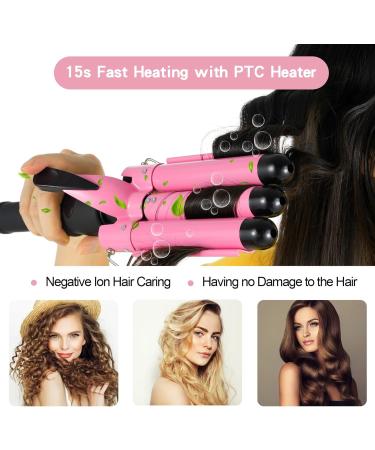 Pretfy 3 Barrels Hair Curler 25mm - Adjustable Temperature Mermaid Wand Beach Waves Curling Iron for Medium Long Hair - Buy Online on GoSupps.com
