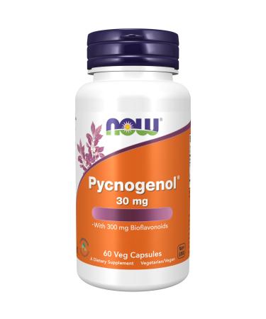 Now Foods Pycnogenol 30mg Pine Bark Extract 60 Vegan Capsules Lab-Tested Soy Free Gluten Free Vegetarian Non GMO