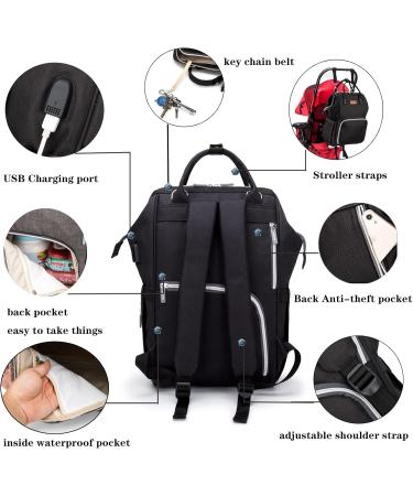Approach Multifunctional Waterproof Diaper Backpack for Moms & Dads - Large Capacity Diaper Base Stroller Belts & USB Connection - Pure Black - Buy Online on GoSupps.com
