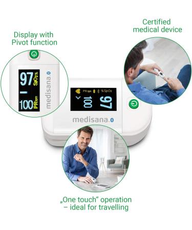 Medisana PM 100 Connect Pulse Oximeter - Measure Blood Oxygen Saturation | OLED Display | One-Touch Operation | Bluetooth & Vitadock App - International Shipping Available - Buy Online on GoSupps.com