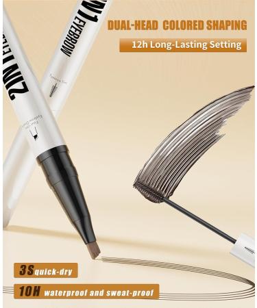 Sinye Microblading Eyebrow Pencil 2in1 DualEnd Eyebrow Pen with Gel Long Lasting Waterproof 4fork Tip Makeup Pen for Women Black Brown - Buy Online on GoSupps.com