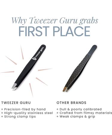 Tweezer Guru Slant Tip Eyebrow Tweezers - Professional Stainless Steel for Precision Hair Removal - Buy Online on GoSupps.com