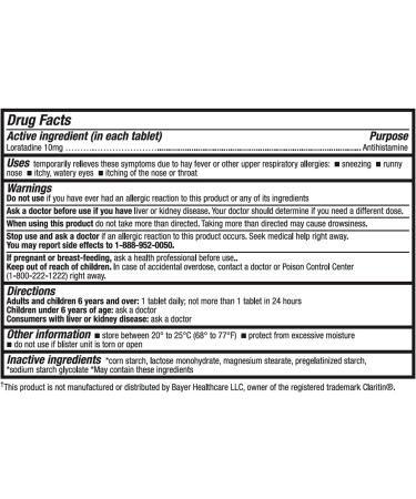 HealthA2Z Allergy Relief | Loratadine 10mg | Antihistamine | Relief from Itchy Throat Sneezing Runny Noses | 24-Hours Allergy Medicine | 10 Tablets (Pack of 24) | 240 Tablets Total | Value Pack - Buy Online on GoSupps.com