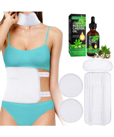 Casting oil pack for the liver castor oil organic castor oil pack for waist and neck reusable organic citger oil packs cotton flannel & soft ligaments (white)) (contain bio-ribot oil) (white)