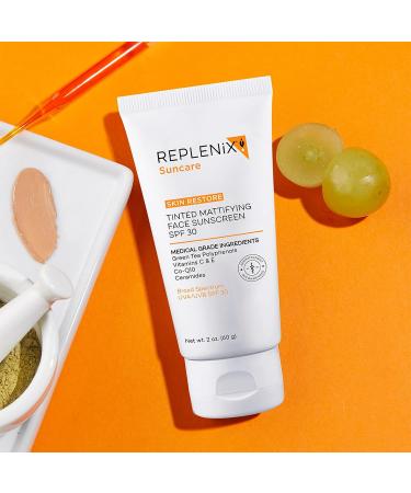 Replenix Tinted Mattifying Sunscreen SPF 30 - 2oz | Oil-Free Broad Spectrum Protection - Buy Online on GoSupps.com