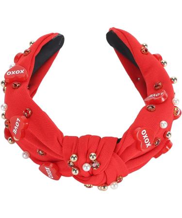 Rhinestone Headband for Valentine's Day with Elegant Heart Decorations Perfect for Daily Wear (Red) - Buy Online on GoSupps.com