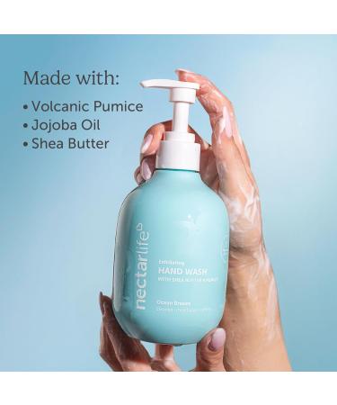 Nectar Life Exfoliating Hand Wash 14oz - Moisturizing Soap with Volcanic Pumice Jojoba Oil & Shea Butter | Ocean Breeze Scent | Buy Internationally - Buy Online on GoSupps.com