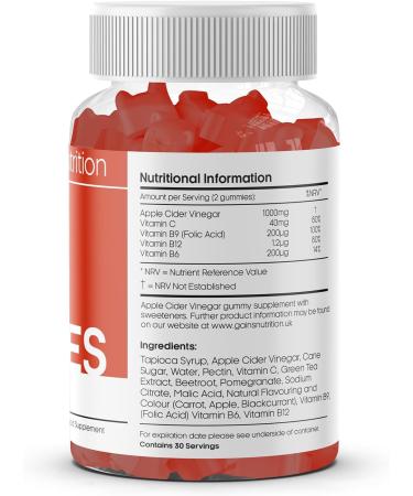 High Strength Apple Cider Vinegar Gummies 1000mg with Vitamin B12 & Folic Acid - 60 Vegan ACV Gummies - Buy Online on GoSupps.com