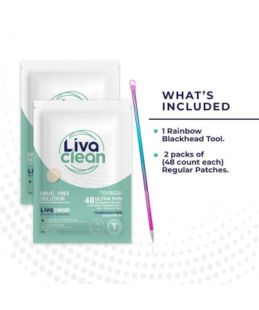 LivaClean (96 Count 2 Pack) Hydrocolloid Patches & Rainbow Blackhead Tool Hydrocolloid Patches for Face Hydrocolloid Gunk Catcher Hydrocolloid Covers 2 Pack + BH Tool (Rainbow) - Buy Online on GoSupps.com