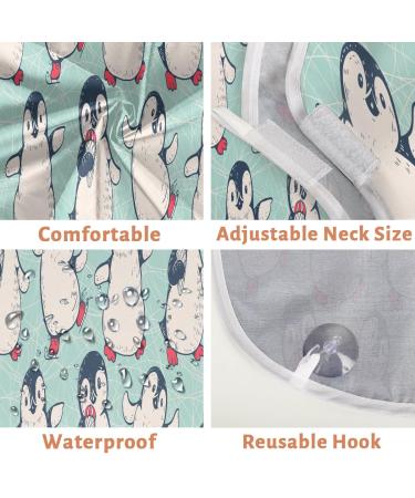 Cartoon Penguins Beard Bib Apron | Non-Stick Waterproof Beard Cape for Men | Hair Catcher & Grooming Cloth with Suction Cups | Perfect Gifts for Men - Buy Online on GoSupps.com