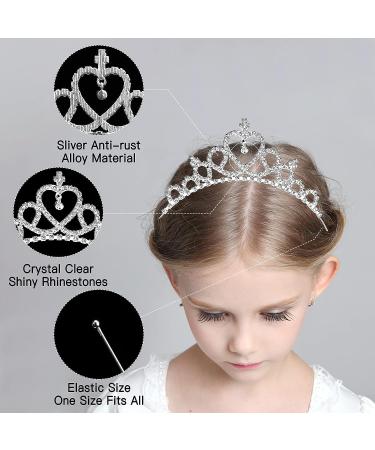 Makone Girls Crystal Tiara Princess Crown Headband - 2 Piece Set for Birthday Party & Wedding - Buy Online on GoSupps.com