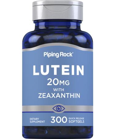 Piping Rock Lutein and Zeaxanthin Supplement | 20 mg | 300 Softgels | Eye Vitamin from Marigold Extract | Non-GMO Gluten Free