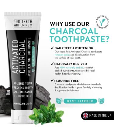 Fluoride-Free Activated Carbon Toothpaste - Mint Taste for Natural Teeth Whitening | Pro Teeth Whitening Co. - Buy Online on GoSupps.com