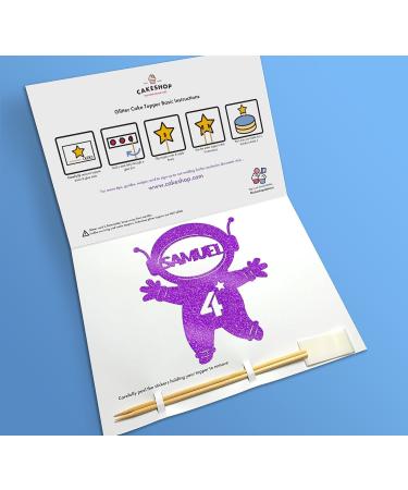 Cakeshop Cake Decoration Pack | Astronaut Spaceman Premium Double Sided Glitter Card Cake Topper Sign & 25g Party Pack of Cake Sugar Sprinkles | Custom Name & Age Cake Decoration (Purple) Non-Prime Glitter Card: Purple - Buy Online on GoSupps.com