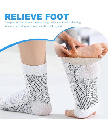 AWAVM 5 Pairs Neuropathy Socks Plantar Fasciitis Socks Neurosocks Compression Socks for Women & Men Ankle Support Brace for Sprained Ankle Breathable Anti-Slip Soothe Socks for Pain Relief (L) (L) L White - Buy Online on GoSupps.com
