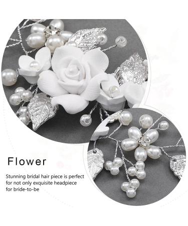 Vakkery Flower Bridal Hair Vine | Pearl Hair Accessories & Headband for Women & Girls (Silver) - International Shipping Available - Buy Online on GoSupps.com