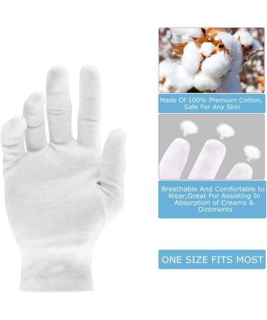3 Pairs Moisturizing Gloves 100% Cotton Over Night Bedtime White Cosmetic Inspection Premium Quality Eczema for Dry Sensitive Irritated Skin Spa Therapy Secure - Buy Online on GoSupps.com