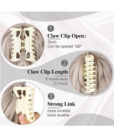 PORSMEER 10 Inch Claw Clip Ponytail Hair Extension in Silver Blonde - Messy Bun Chignon Updo for Women and Girls - Buy Online on GoSupps.com