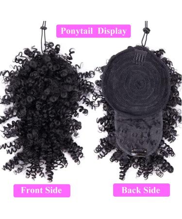 Doren Afro Drawstring Ponytail with Bangs Kinky Curly for Women Synthetic Hair Extensions Clip On Hairpieces 12inch #4 12 Inch #4 - Buy Online on GoSupps.com