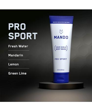 Mando Odor Shield Body Wash - 24 Hour Control - Removes Odor Better than Soap - SLS and Paraben Free Skin Safe - 8.5 Ounce (Pro Sport) Pro Sport 8.5 Fl Oz (Pack of 1) - Buy Online on GoSupps.com