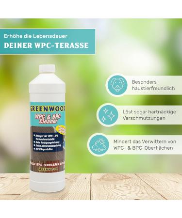 Buy Greenwood WPC & BPC Cleaner - pH Neutral Concentrate for Terrace Planks | 1L Care & Cleaning Agent - International Shipping Available - Buy Online on GoSupps.com