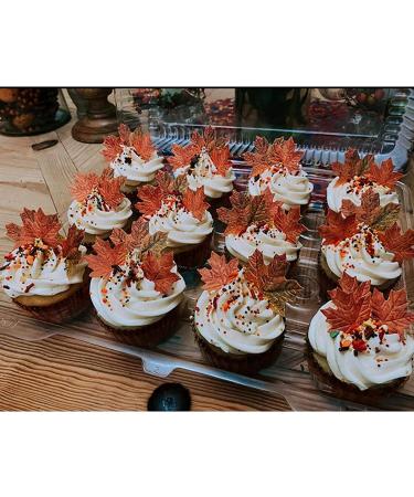 90 Pcs Edible Gold Leaf Fall Leaves Cupcake Toppers for Party Cake Decoration - Buy Online on GoSupps.com