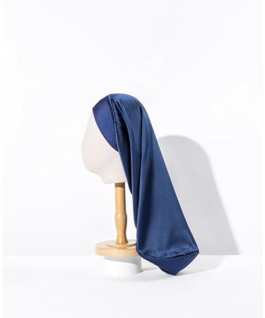Desmend 19 Momme Silk Sleep Cap for Long Hair - XL-XXL Dark Blue | Protect Hair While Sleeping - Buy Online on GoSupps.com