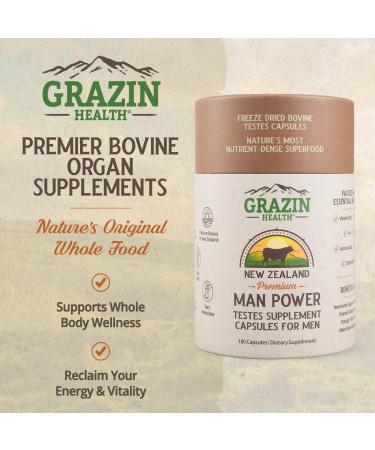 GRAZIN HEALTH Men s Vitality Bundle | Whole-Food Organ Complex + Man Power Capsules + Grass-Fed Collagen | New Zealand Sourced Hydrolyzed Collagen & Bovine Organ Supplements for Daily Wellness - Buy Online on GoSupps.com