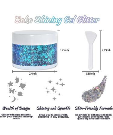 Boko 1.76oz Gold Body Glitter Gel - Chunky Liquid Mermaid Sequins for Face, Hair & Body Makeup - Perfect for Festivals & Raves - Buy Online on GoSupps.com