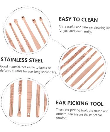 FOMIYES Earwax Remover Kit for Kids - Stainless Steel Ear Cleaning Tools & Earring Spoons | Multifunctional Ear Wax Scoop Set in Pink - Buy Online on GoSupps.com