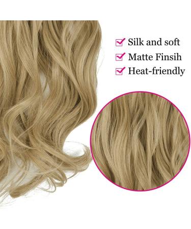 OMGREAT Wavy Curly Halo Hair Extension - Long Synthetic Hair Piece - Light Ash Blonde & Bleach Blonde - 18 Inch - 4.2oz - Transparent Wire Headband - No Clip - Buy Online on GoSupps.com